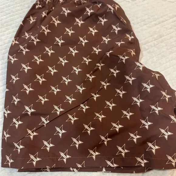 🟡5/$25 DEAL! Jeffree Star Unisex Brown Swim Trunks with Beige Stars - Picture 3 of 4